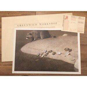 32"x22" Ltd Ed Signed Numbered Raccoon Print CLAM BAR by JOHN SCHOENHERR w/ COA